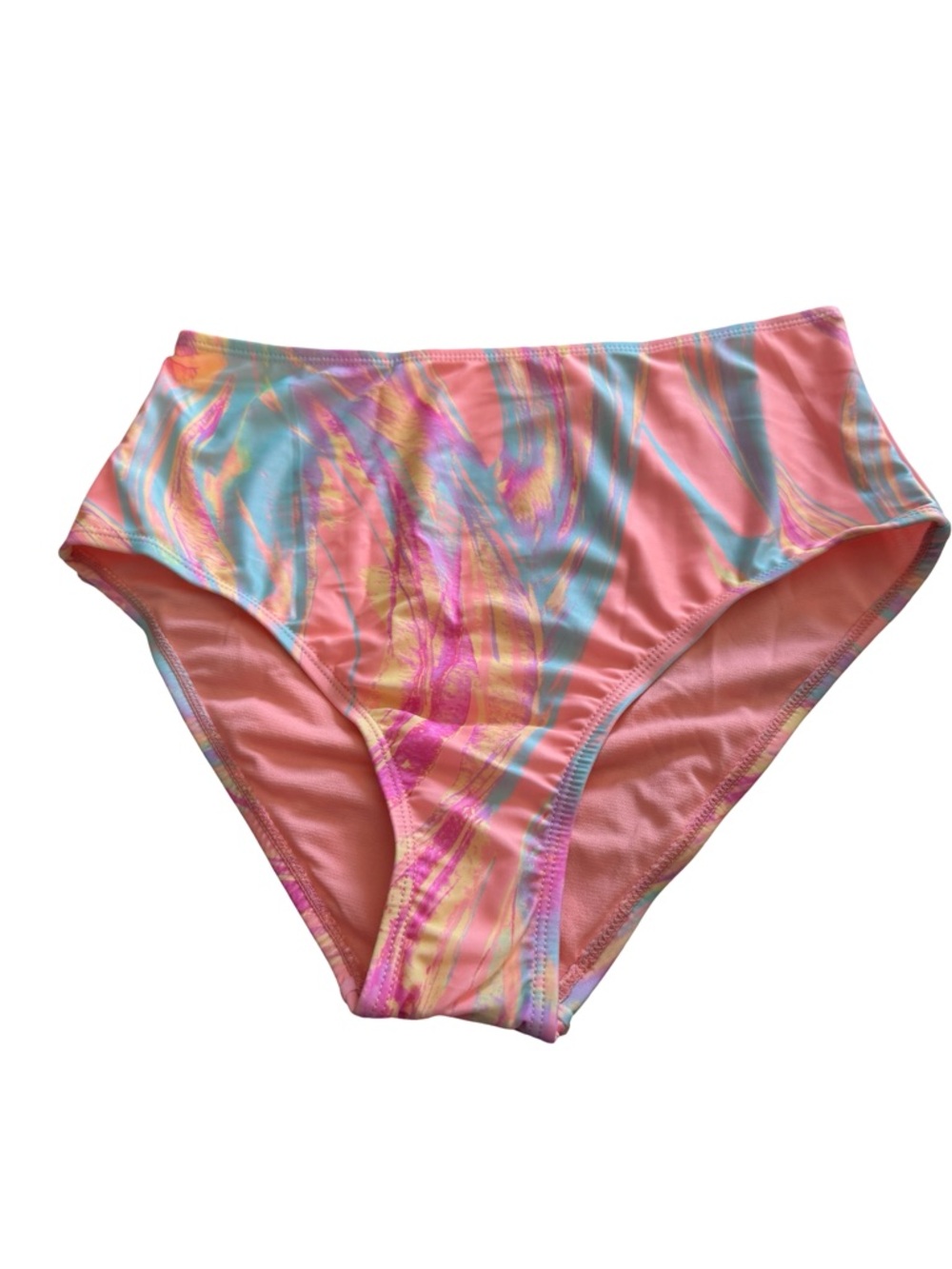 High-Waist Multicolor Swimsuit Bottoms - Pink & Turquoise